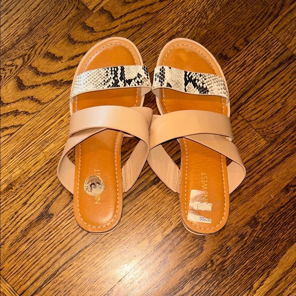Nine West Shoes - Nine West Beige and Snake Print Sandals